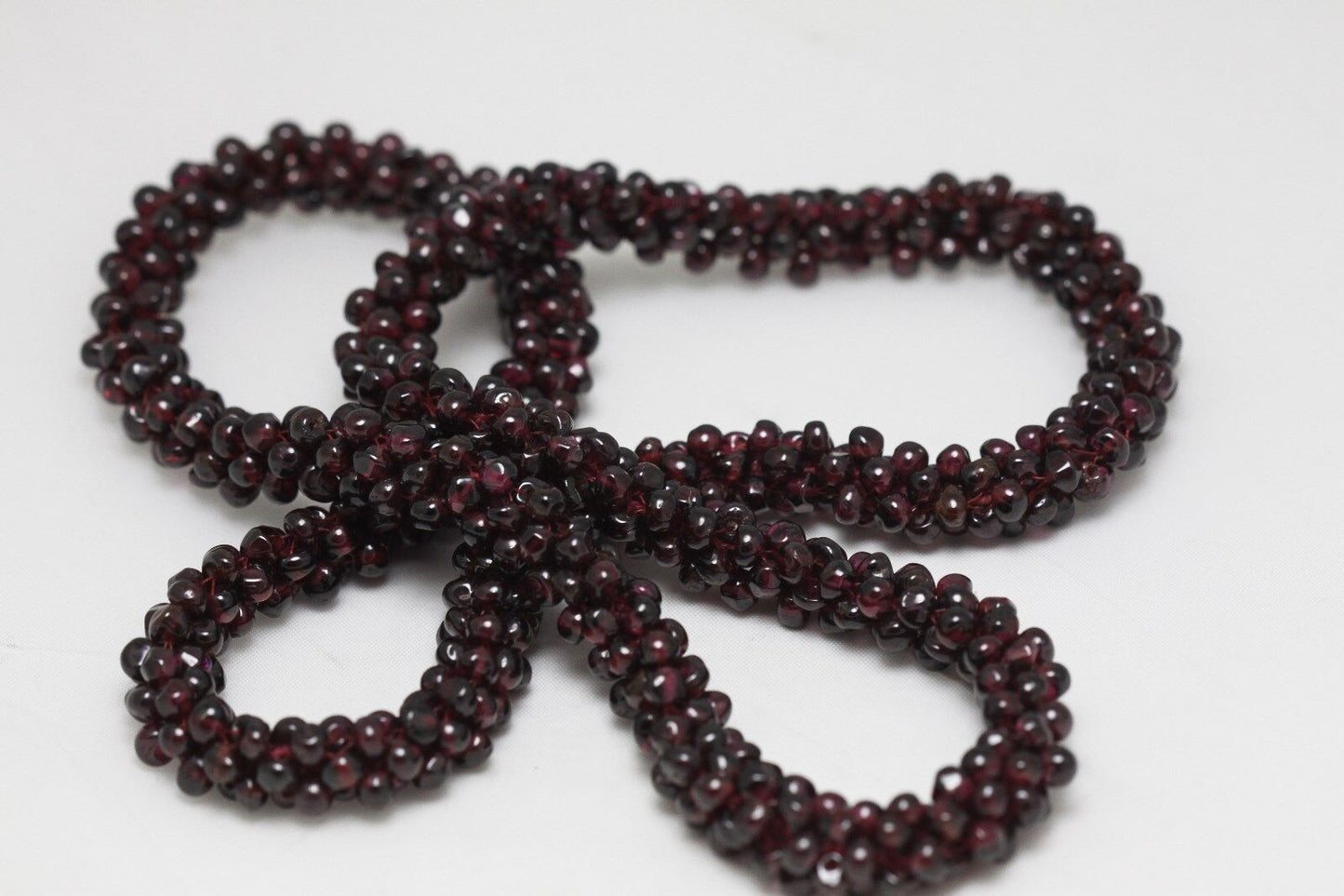 Genuine Bohemian Garnet Gemstone Endless Necklace 27" in Length 10mm in Width