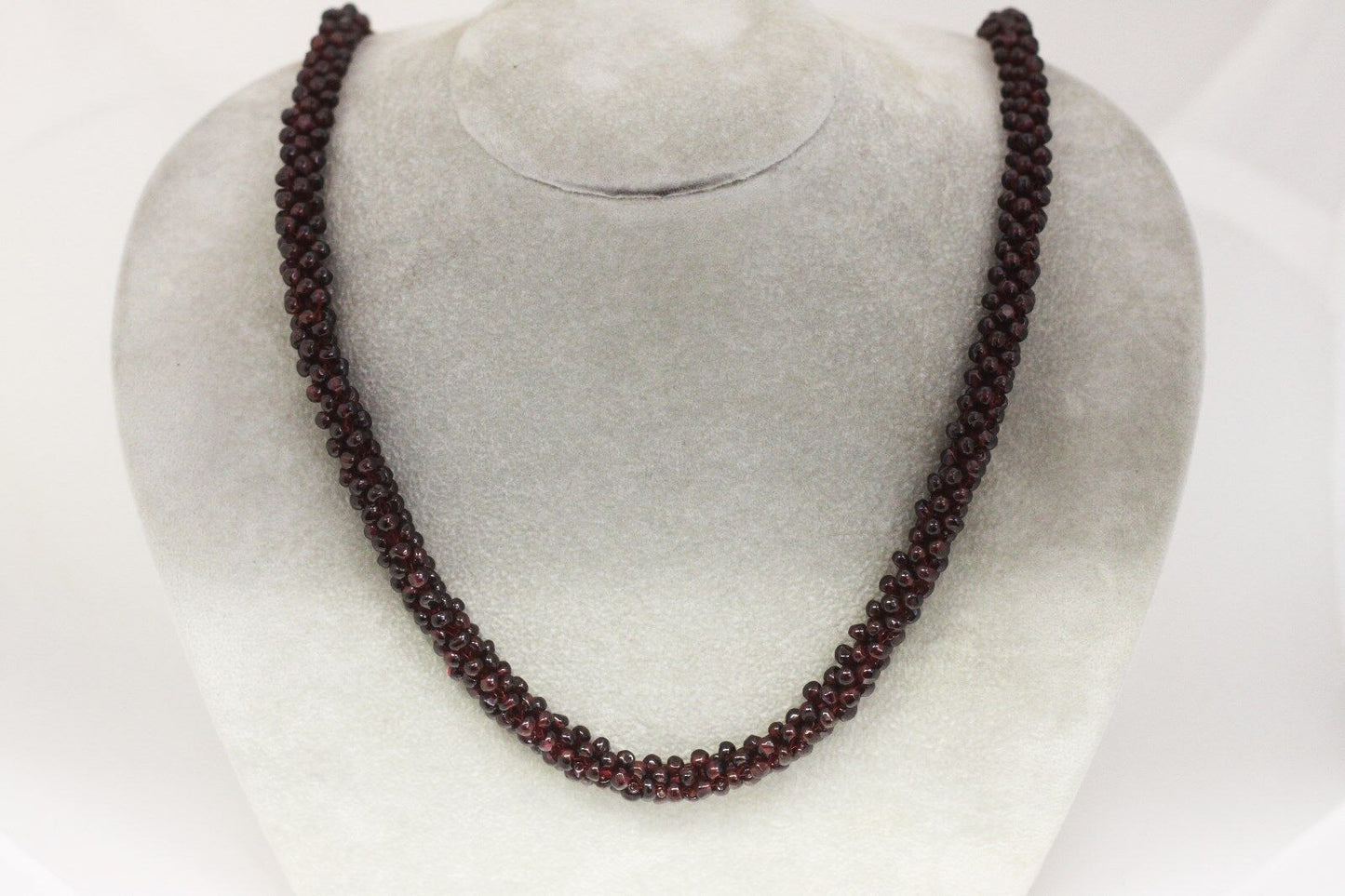 Genuine Bohemian Garnet Gemstone Endless Necklace 27" in Length 10mm in Width