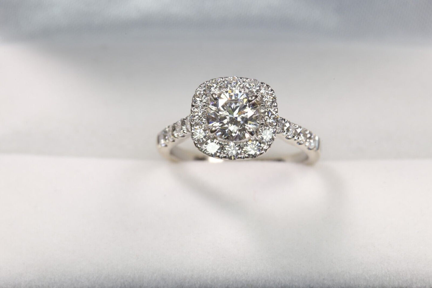 Shane Co Diamond Halo Ring 1 Ct Exc. Cut GIA + .78 Ct. 14K White Gold Size 6.5