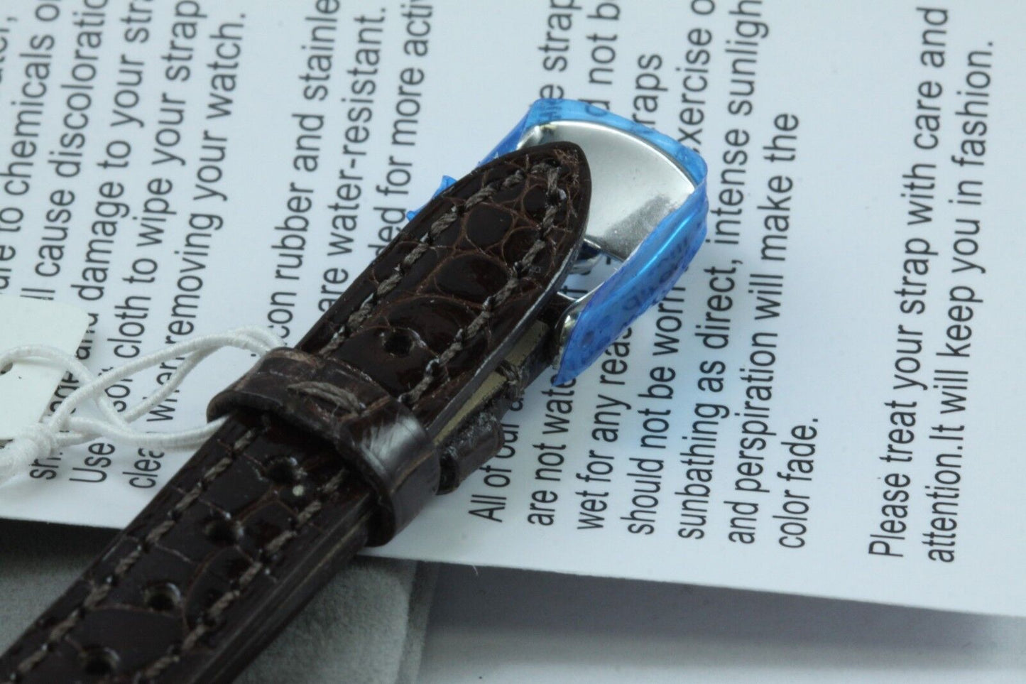 Michele Extra Strap Dark Brown Alligator With Tag Pouch for 12 mm Lugs