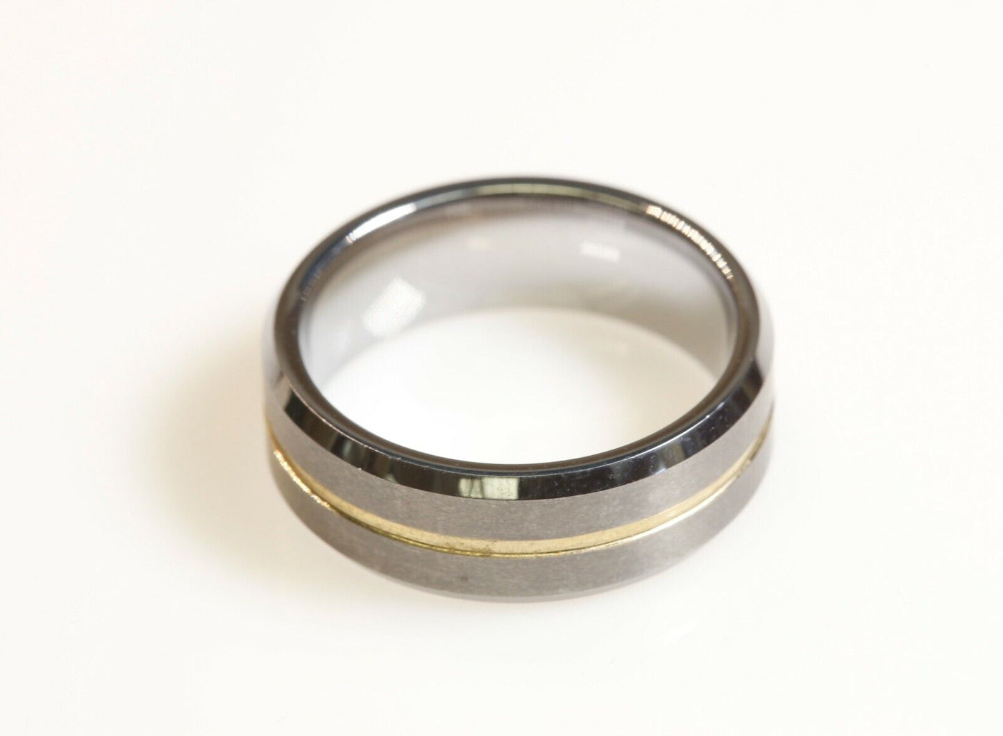 2-Tone Tungsten Men's Wedding Band 8mm Wide Size 10.75
