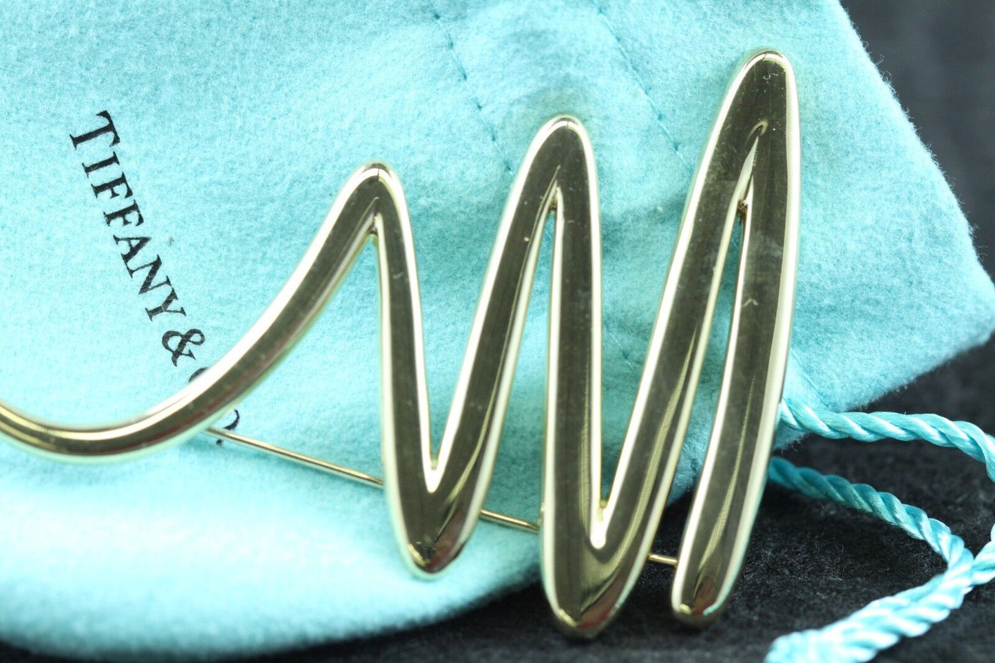 Tiffany & Co Paloma Picasso 18K Large Yellow Gold Scribble Zig Zag Brooch Pin