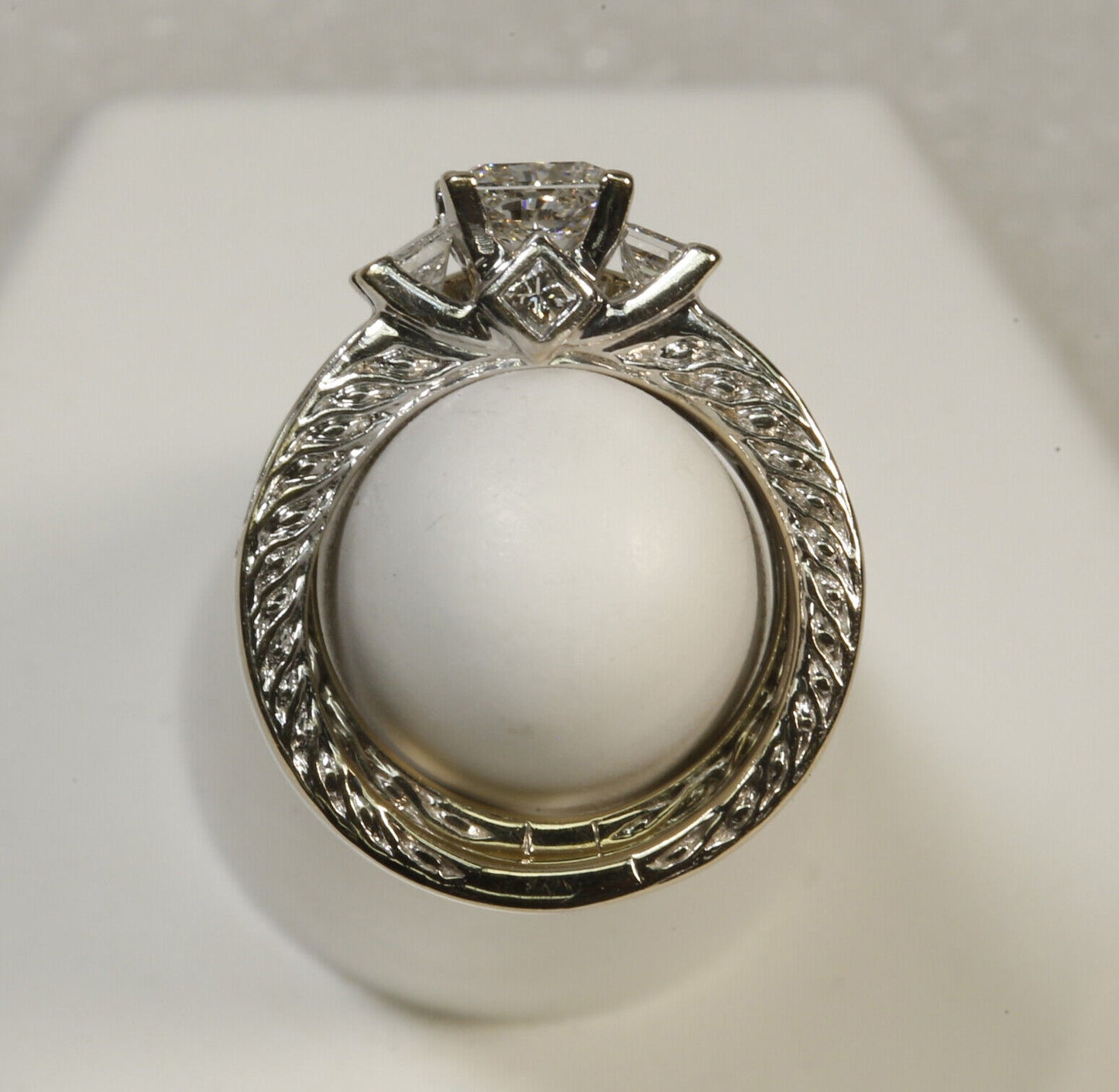 2.00 Ct TW Princess Wedding Set ¾ Ct Center GIA Report Laser Inscribed 18K Sz 4