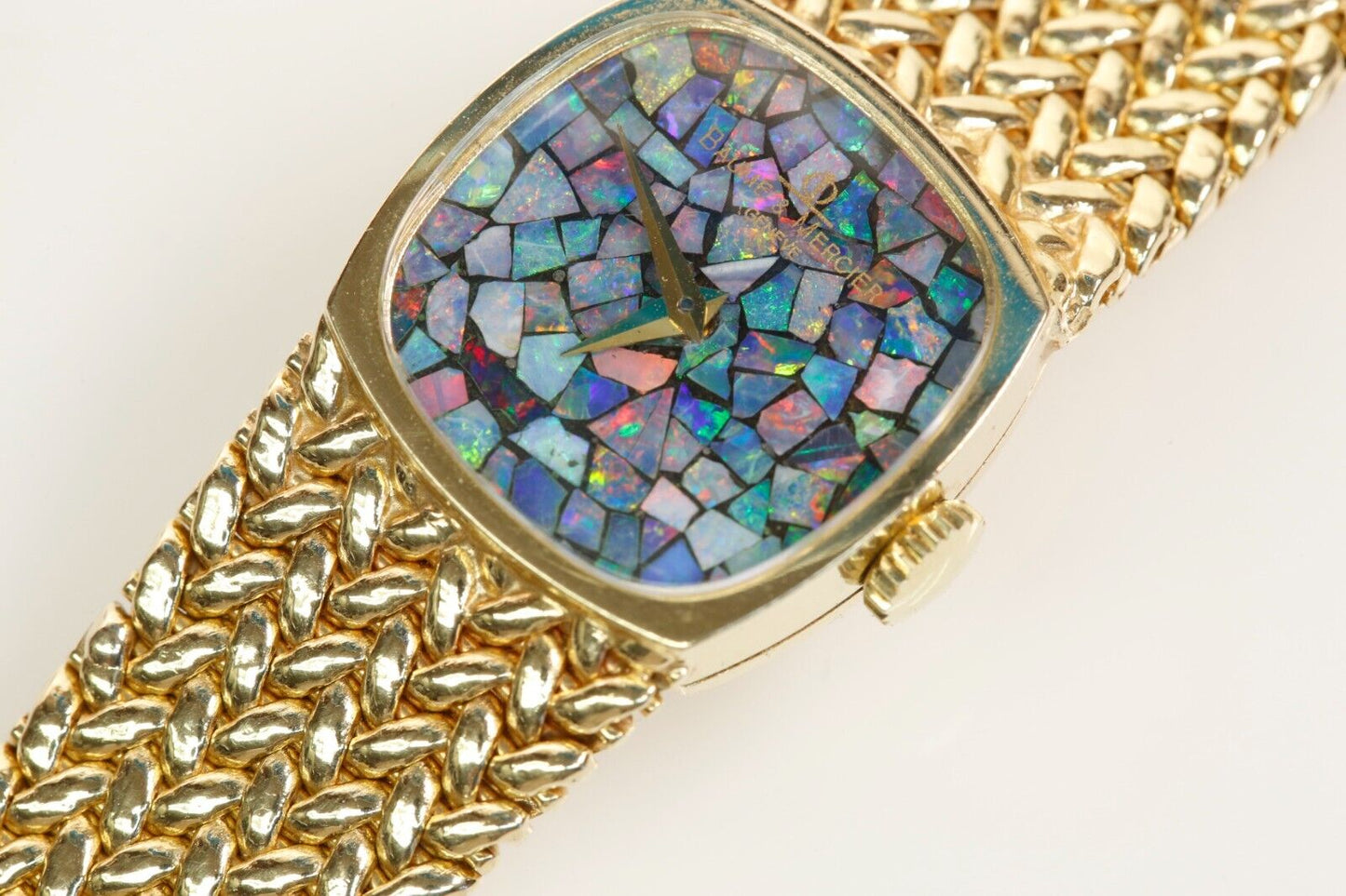Ladies Baume Mercier All 14K Yellow Gold Watch Opal Dial Diamond Mechanical 7”