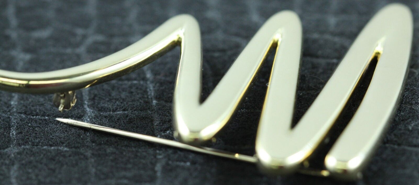 Tiffany & Co Paloma Picasso 18K Large Yellow Gold Scribble Zig Zag Brooch Pin
