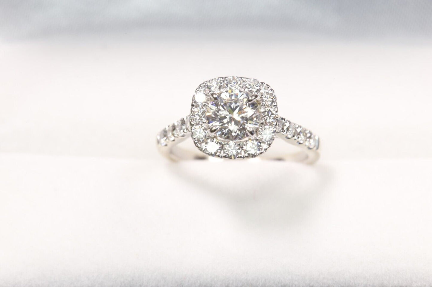 Shane Co Diamond Halo Ring 1 Ct Exc. Cut GIA + .78 Ct. 14K White Gold Size 6.5