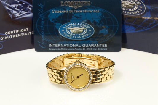 Ladies 18K Yellow Gold Longines Diamond Luxury Watch La Grande Classique