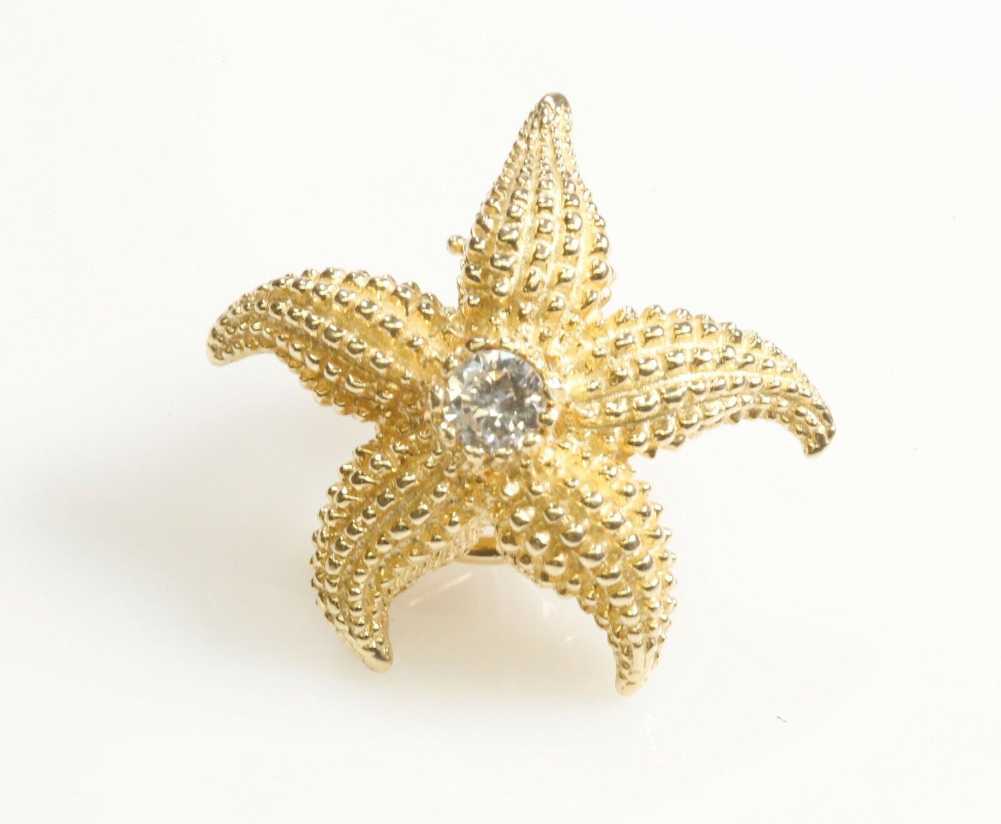Diamond Star Fish Earrings 1” Across 14K Yellow Gold 11.53 Grams