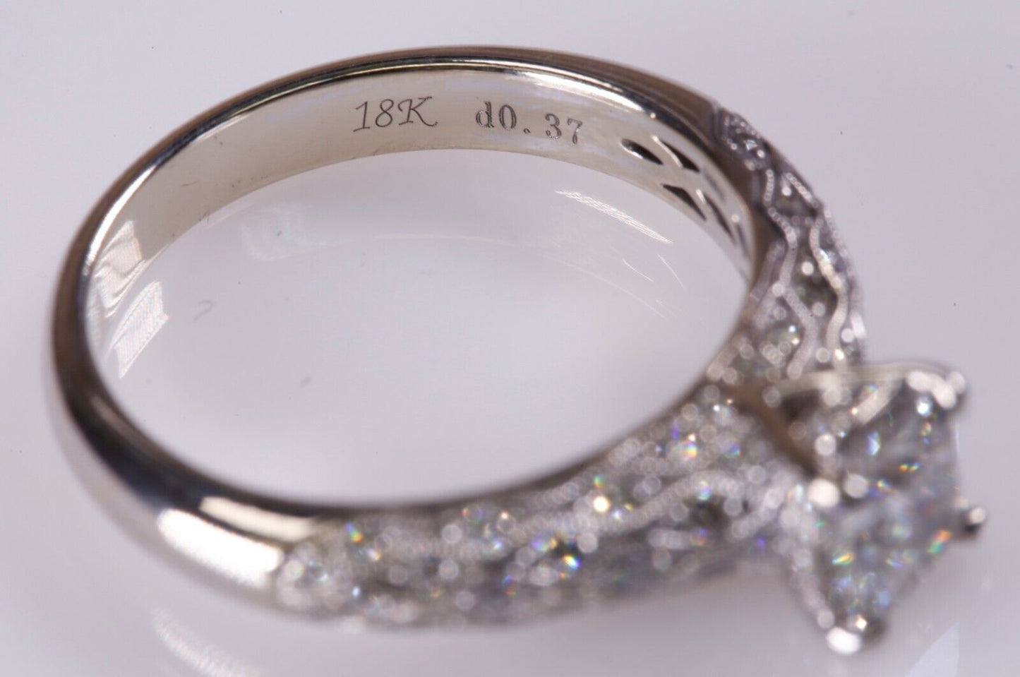 Simon G Diamond Ring ¾  Ct Princess Cut Diamond Laser Inscribed H VS1 GIA 18K WG