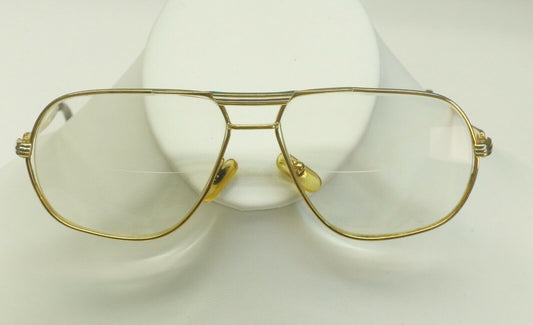 Vintage CARTIER 80s 140 59 14 Eye Glasses 2-Tone Gold Filled Both Lenses Intact