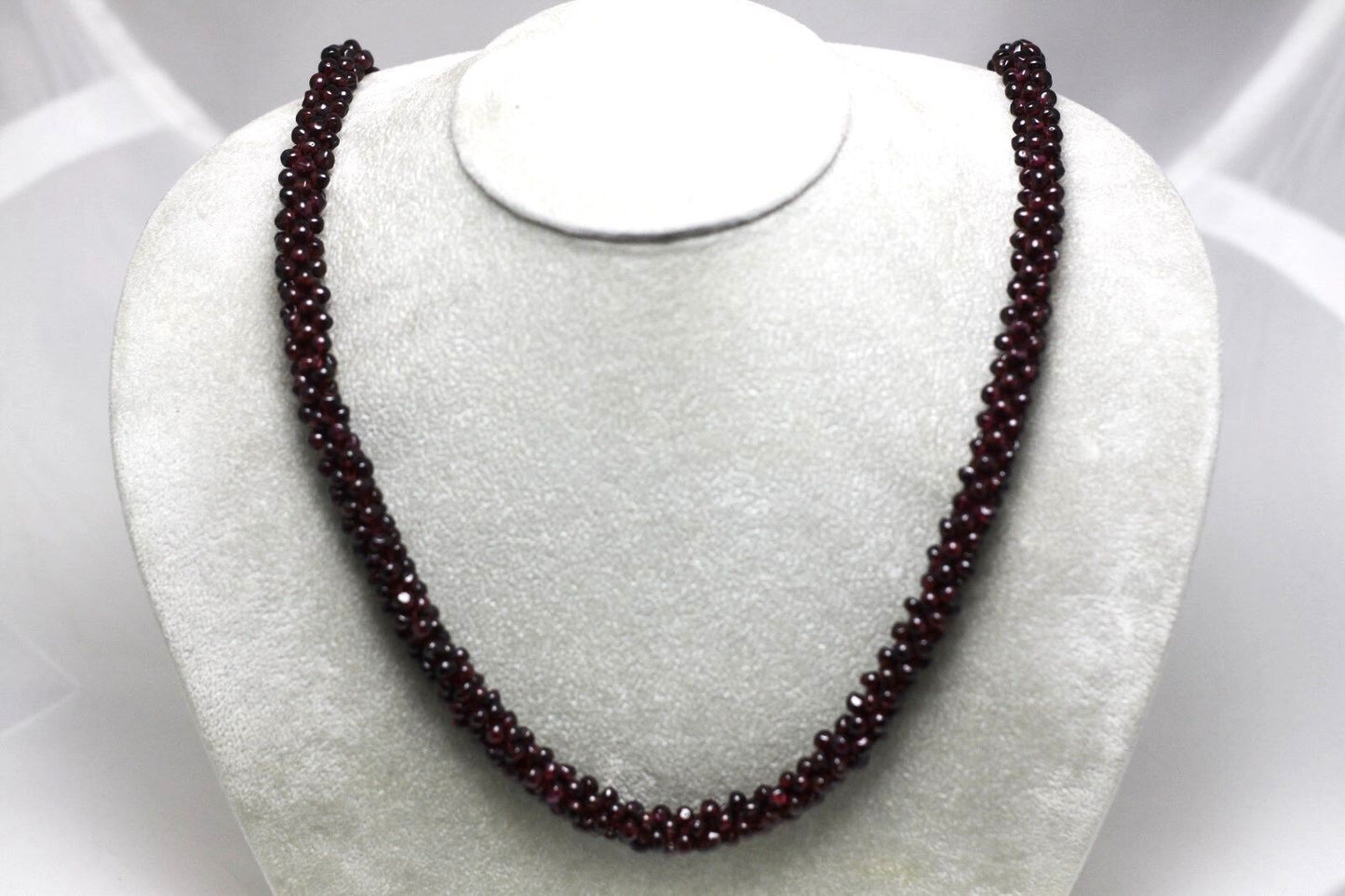 Genuine Bohemian Garnet Gemstone Endless Necklace 27" in Length 10mm in Width