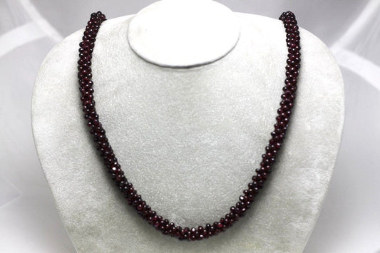 Genuine Bohemian Garnet Gemstone Endless Necklace 27" in Length 10mm in Width
