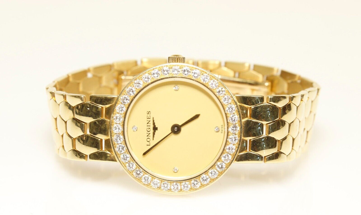 Ladies 18K Yellow Gold Longines Diamond Luxury Watch La Grande Classique