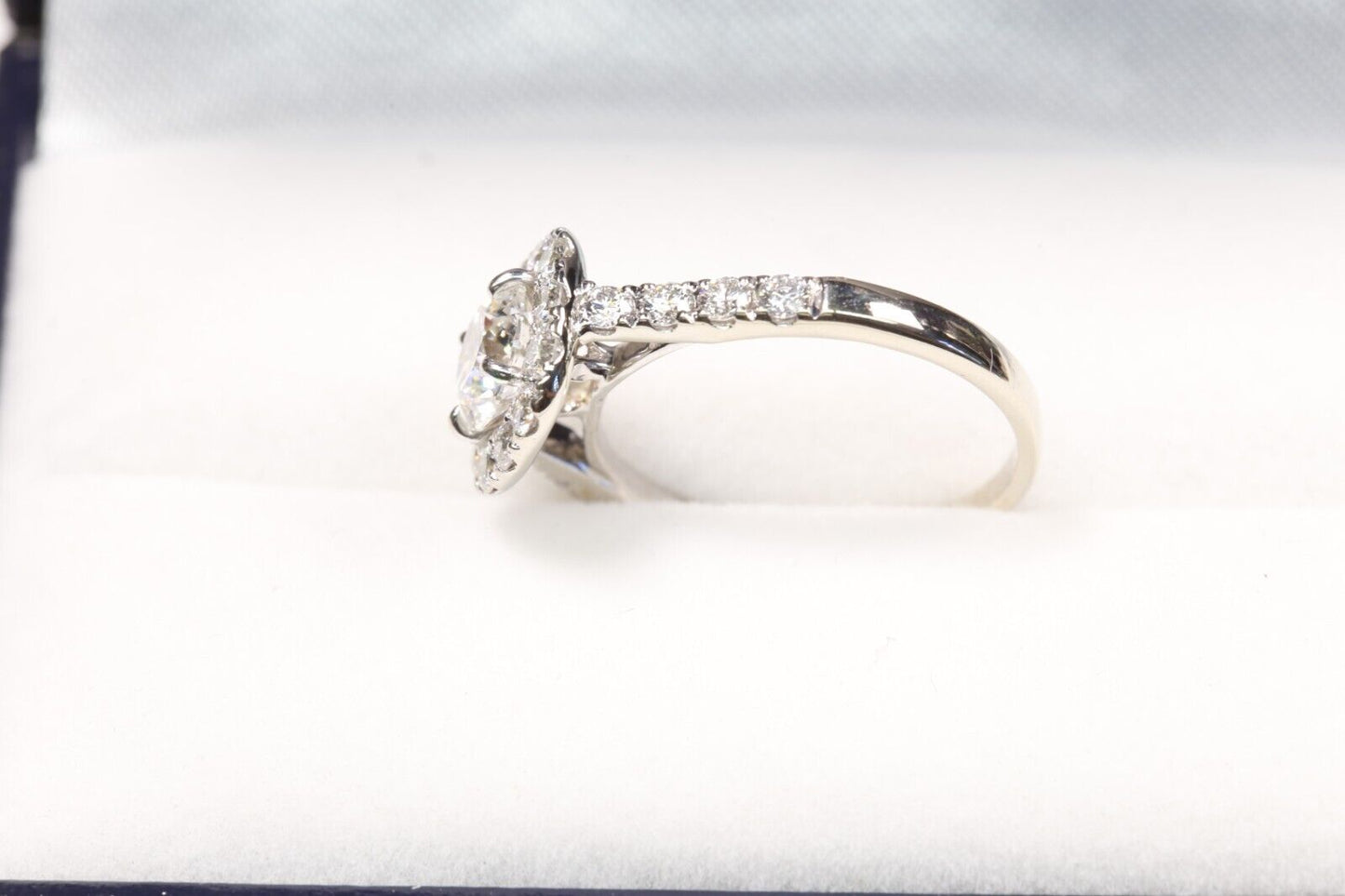 Shane Co Diamond Halo Ring 1 Ct Exc. Cut GIA + .78 Ct. 14K White Gold Size 6.5