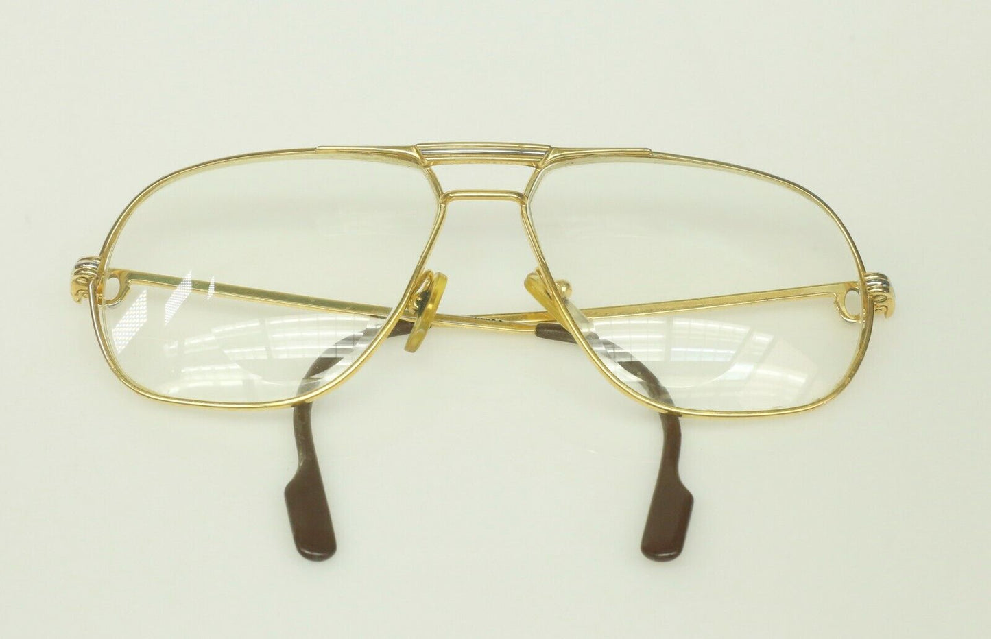 Vintage CARTIER 80s 140 59 14 Eye Glasses 2-Tone Gold Filled Both Lenses Intact