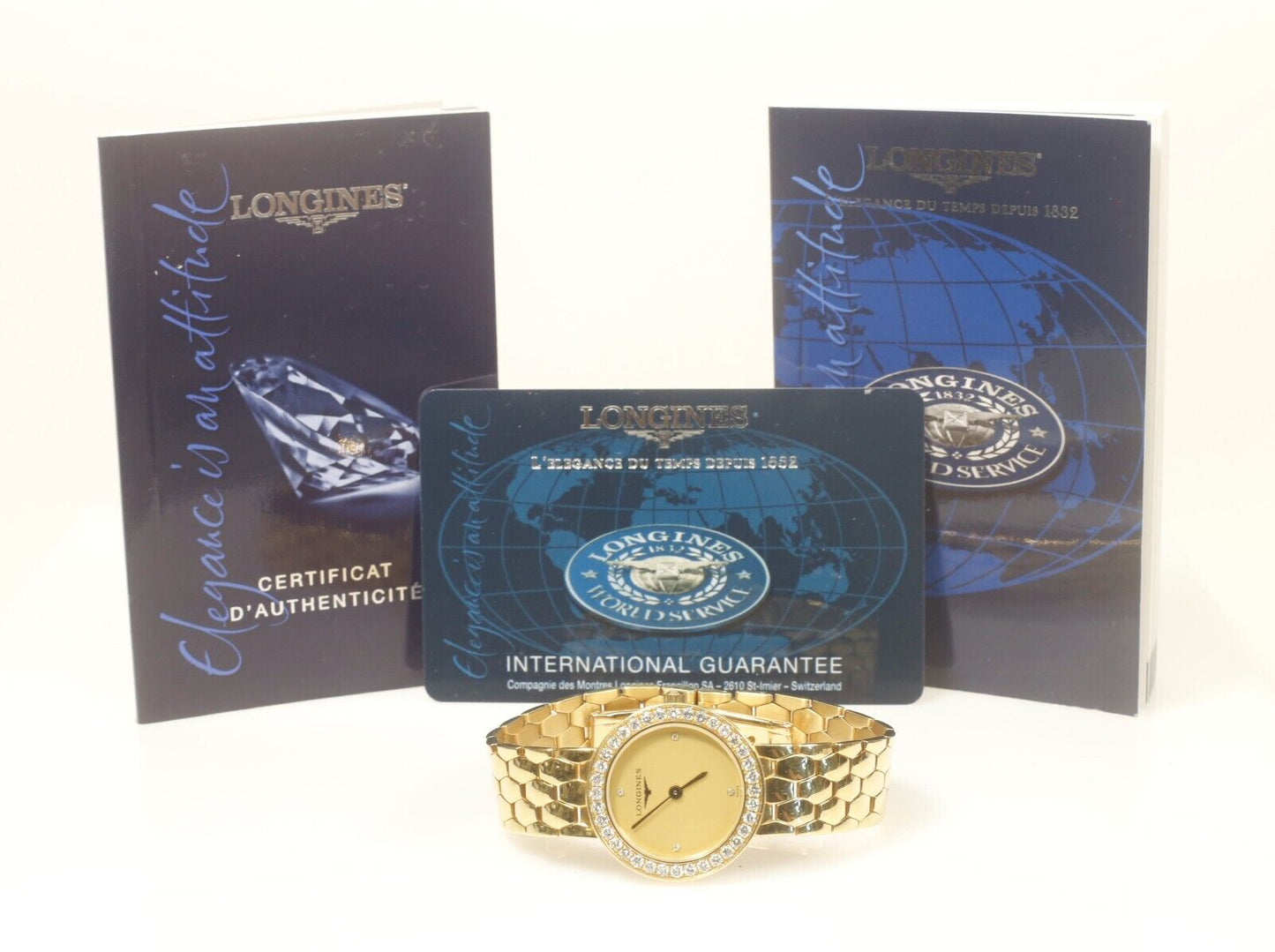Ladies 18K Yellow Gold Longines Diamond Luxury Watch La Grande Classique