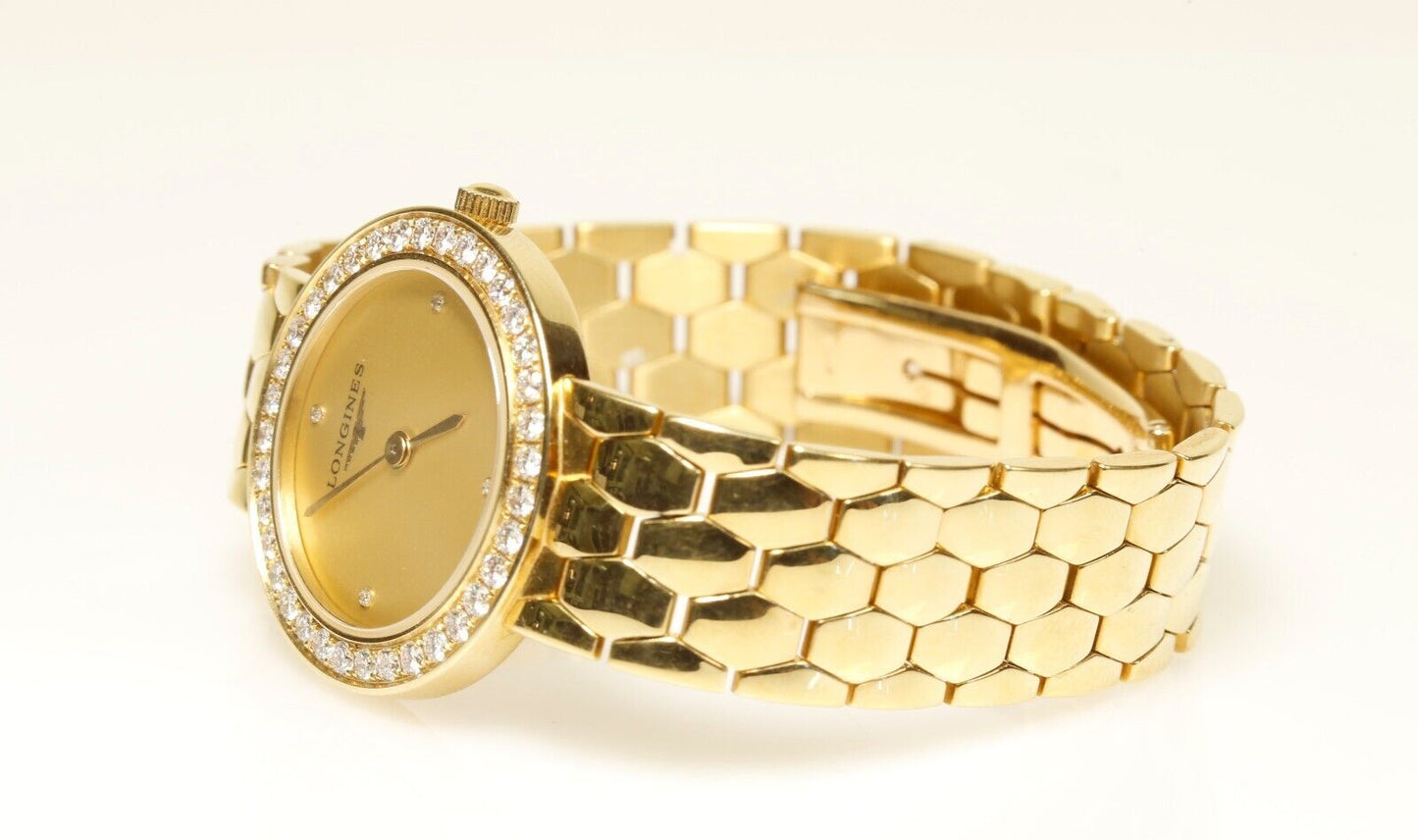 Ladies 18K Yellow Gold Longines Diamond Luxury Watch La Grande Classique