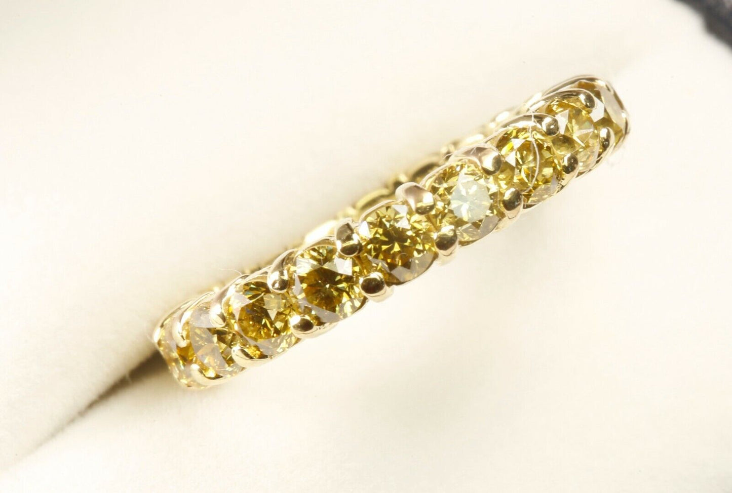 Near 3 Ct Intense to Vivid Fancy Yellow Eternity Band GIA 18K Yellow Gold 6.25