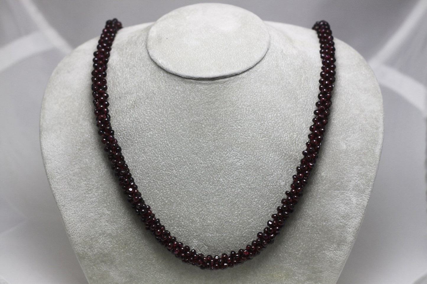 Genuine Bohemian Garnet Gemstone Endless Necklace 27" in Length 10mm in Width