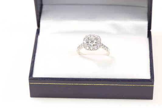 Shane Co Diamond Halo Ring 1 Ct Exc. Cut  GIA + .78 Ct. 14K White Gold Size 6.5