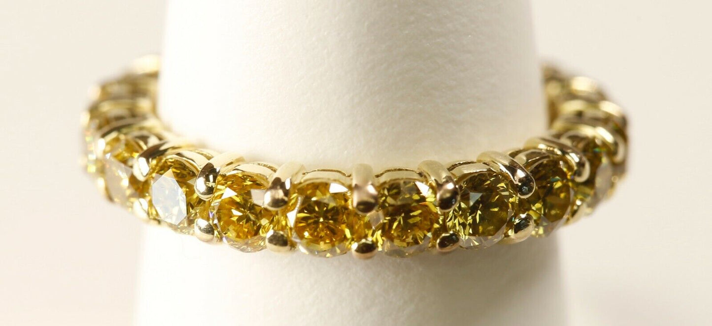 Near 3 Ct Intense to Vivid Fancy Yellow Eternity Band GIA 18K Yellow Gold 6.25