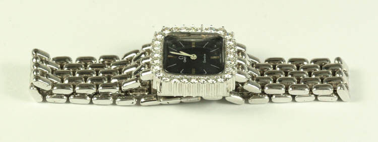 Vintage Omega Ladies Mechanical 18K White Gold Diamond Watch Excellent