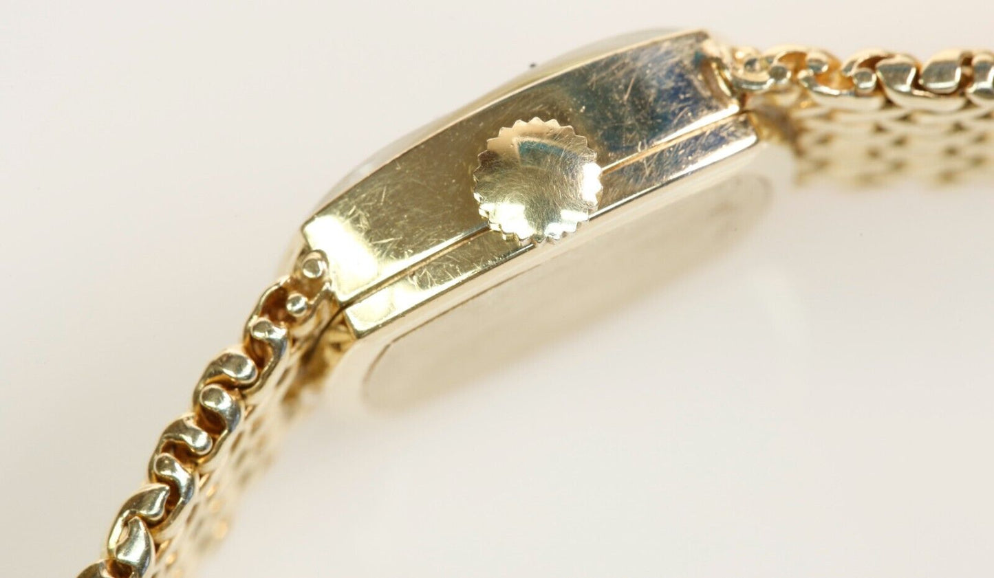 Ladies Baume Mercier All 14K Yellow Gold Watch Opal Dial Diamond Mechanical 7”