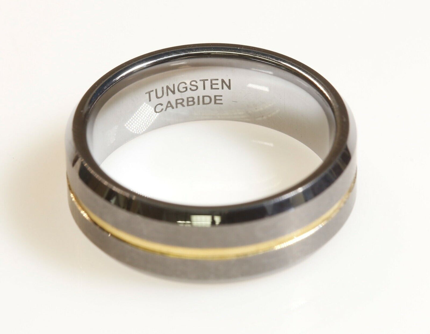 2-Tone Tungsten Men's Wedding Band 8mm Wide Size 10.75