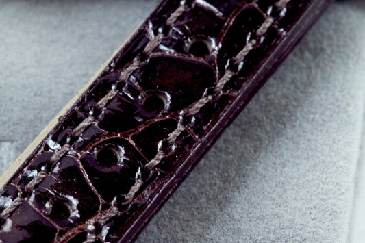 Michele Extra Strap Dark Brown Alligator With Tag Pouch for 12 mm Lugs