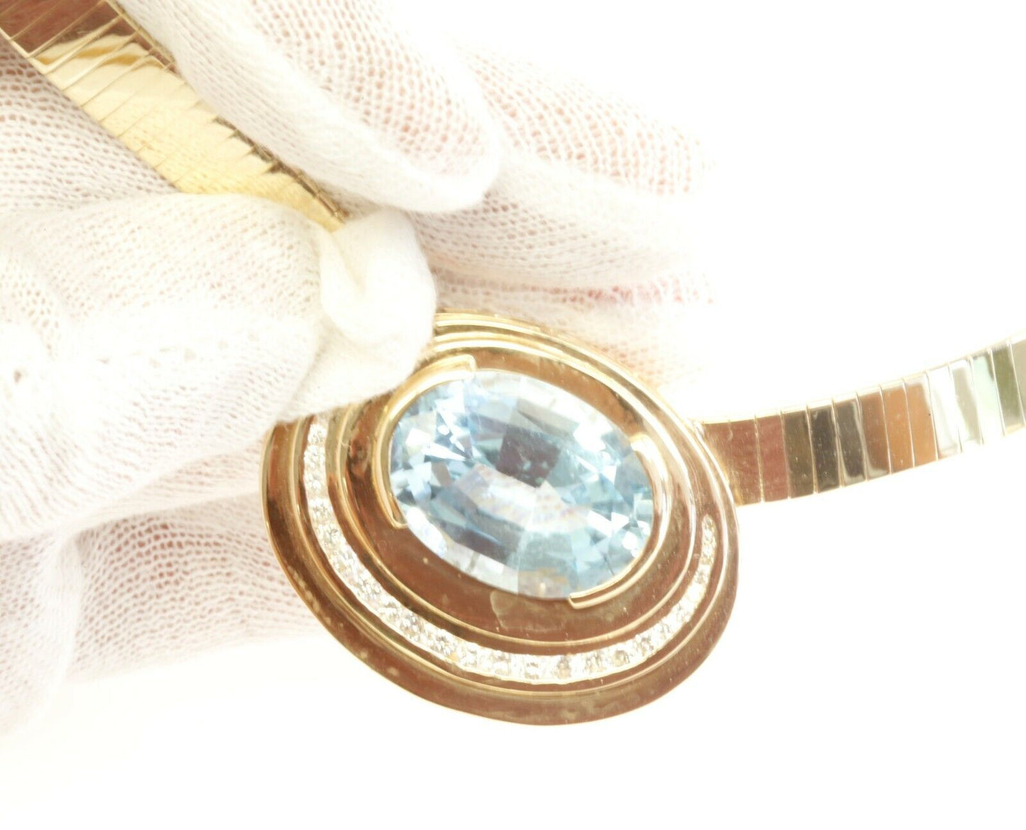 Custom Blue Topaz Diamond Pendant Necklace 60 Grams 16” or 18”