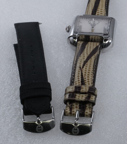Michele Urban Watch Stainless With Original Leather & Cloth Straps & Pouch