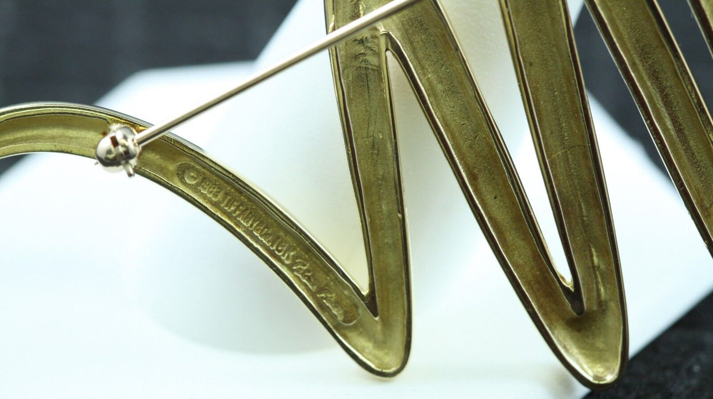 Tiffany & Co Paloma Picasso 18K Large Yellow Gold Scribble Zig Zag Brooch Pin