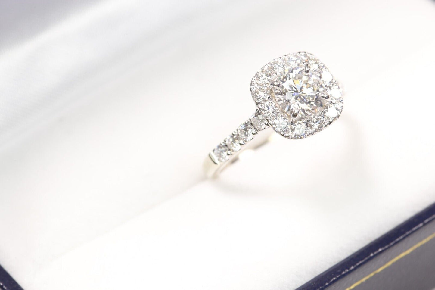 Shane Co Diamond Halo Ring 1 Ct Exc. Cut GIA + .78 Ct. 14K White Gold Size 6.5