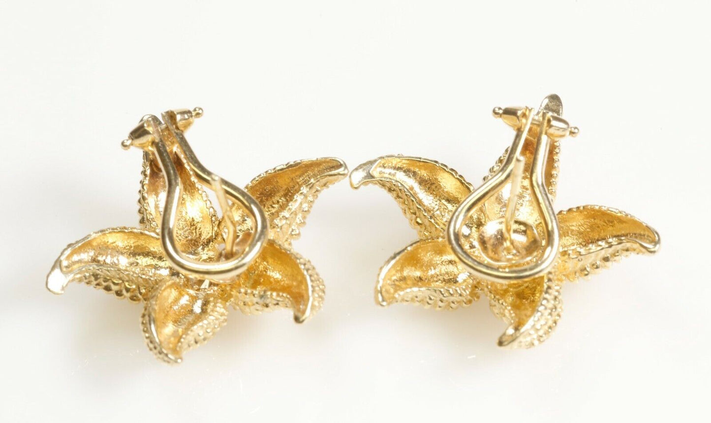 Diamond Star Fish Earrings 1” Across 14K Yellow Gold 11.53 Grams