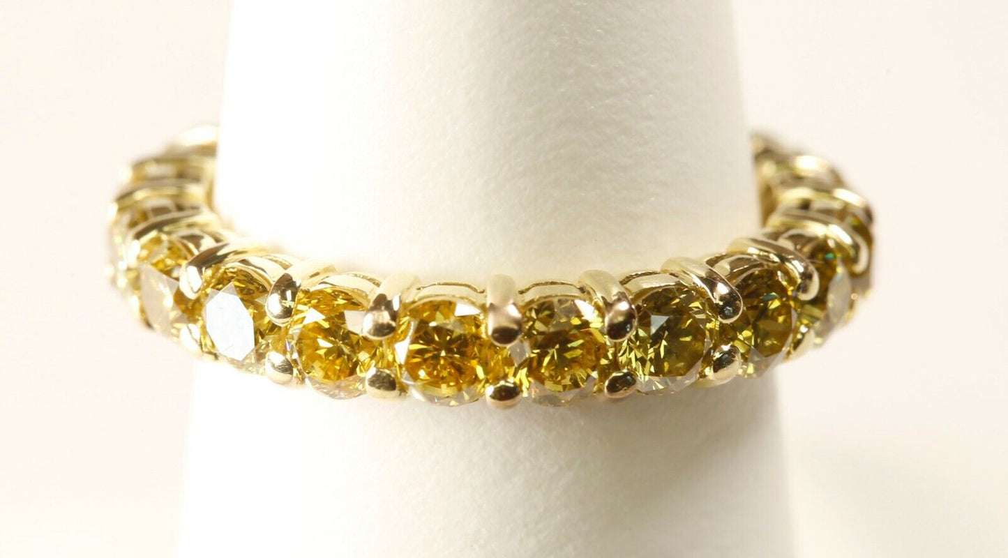 Near 3 Ct Intense to Vivid Fancy Yellow Eternity Band GIA 18K Yellow Gold 6.25