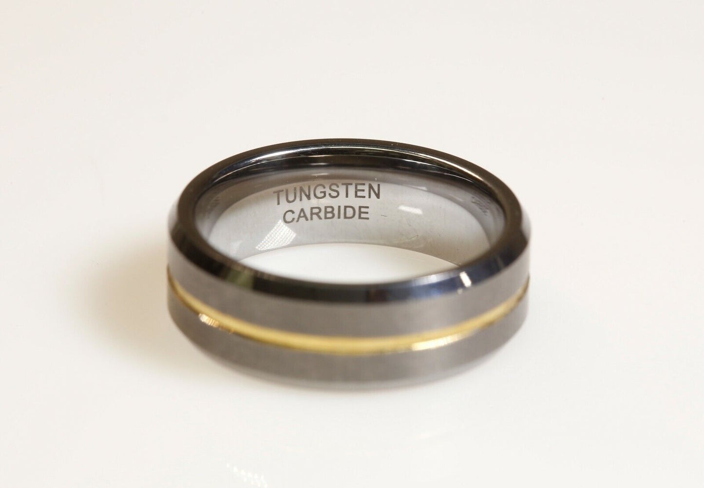2-Tone Tungsten Men's Wedding Band 8mm Wide Size 10.75