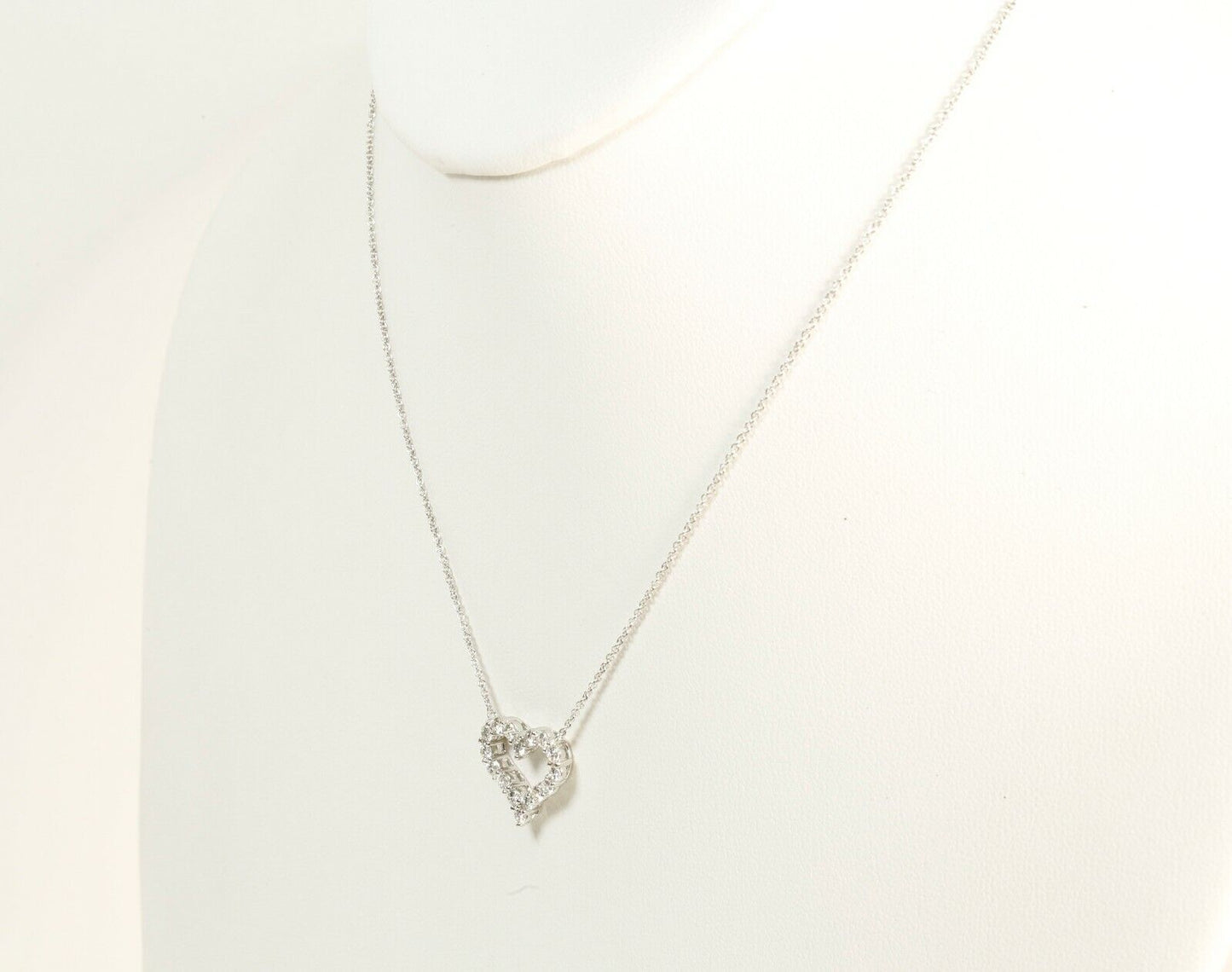 Tiffany & Co. Diamond Heart Platinum Pendant Necklace 16”