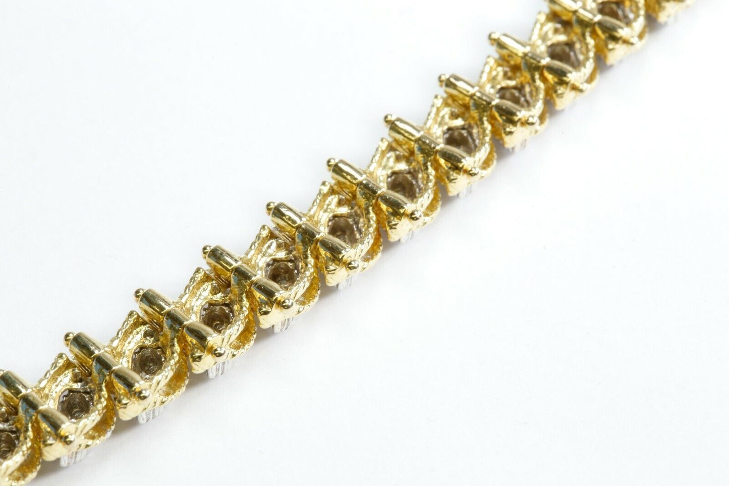 1.15 Ct Designer Diamond Bracelet 18K Yellow & White Gold 6 1/2" Floral