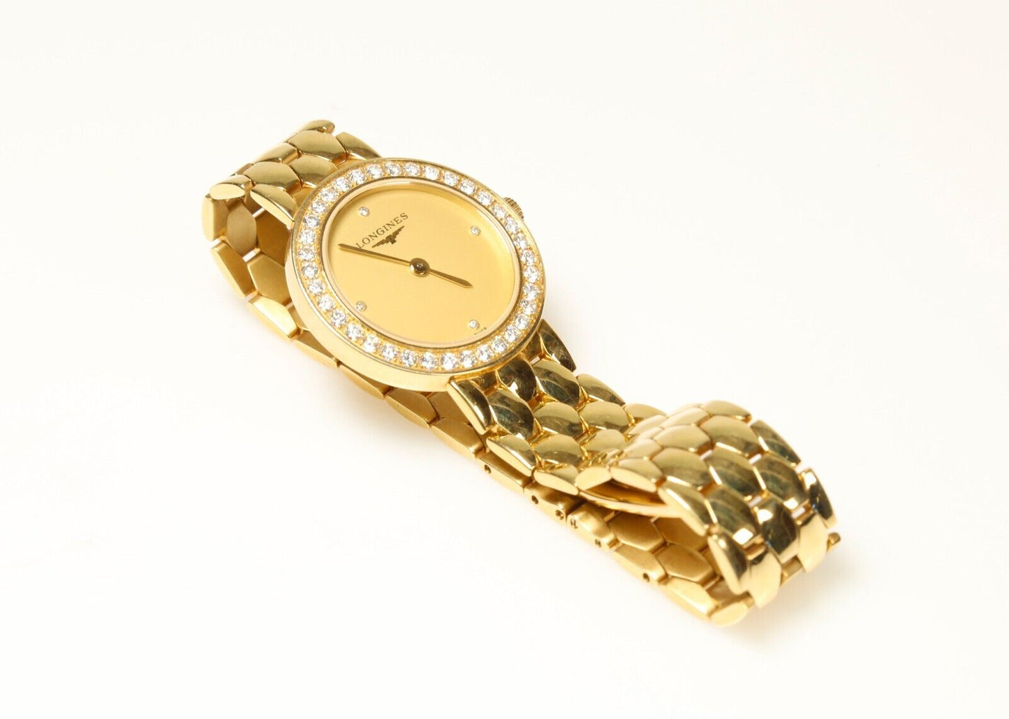 Ladies 18K Yellow Gold Longines Diamond Luxury Watch La Grande Classique
