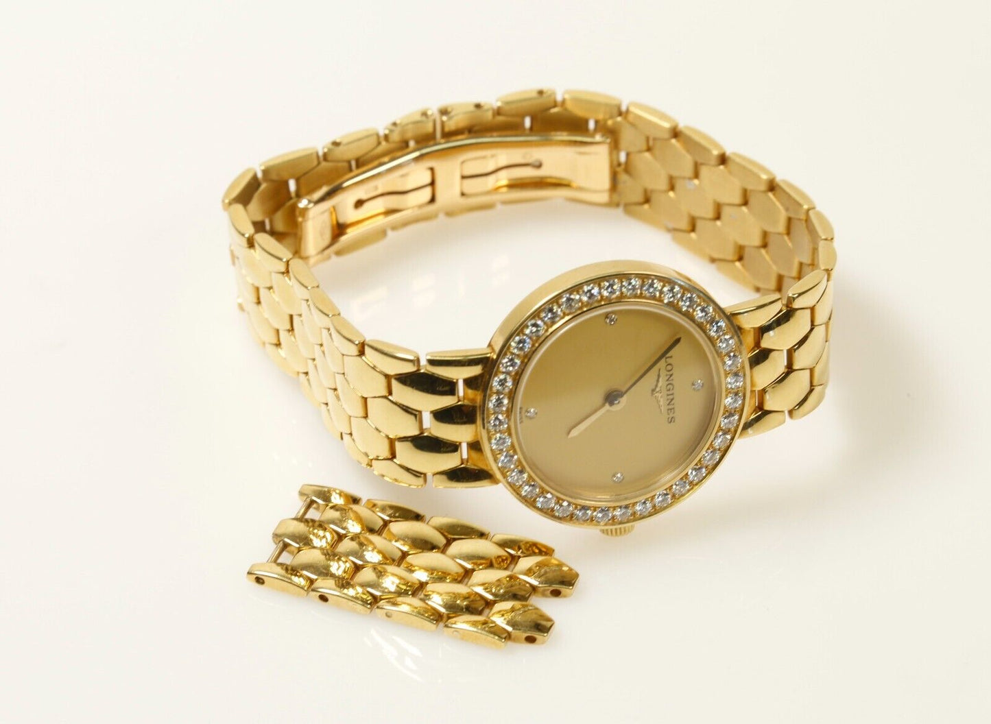 Ladies 18K Yellow Gold Longines Diamond Luxury Watch La Grande Classique